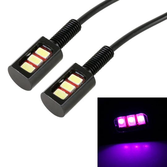 1 paire d'éclairage de plaque d'immatriculation de voiture/moto DC12V 0,4 W 3 LED SMD-5630, longueur du câble : 27 cm (lumière violette)