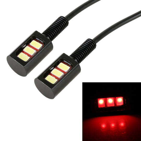 1 paire d'éclairage de plaque d'immatriculation de voiture/moto DC12V 0,4 W 3 LED SMD-5630, longueur du câble : 27 cm (lumière rouge)