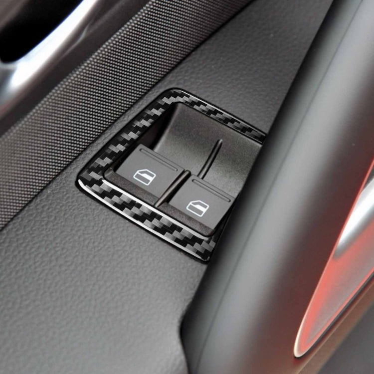 2 PCS / Set Carbon Fiber Car Window Buttons Decorative Sticker for Volkswagen Scirocco 2009-2016,Left and Right Drive Universal by buy2fix