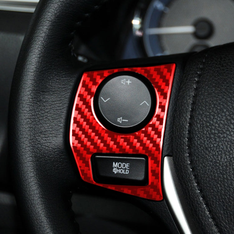 2 PCS / Set Carbon Fiber Car Steering Wheel Button Frame Decorative Sticker for Toyota Corolla 2014-2018,Left and Right Drive Universal(Red) by buy2fix