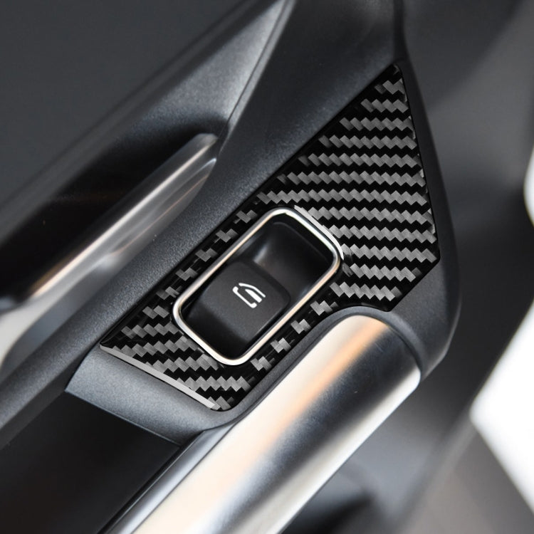 4 PCS / Set Carbon Fiber Car Glass Lift Switch Decorative Sticker for Mercedes-Benz B-Class 2019 / GLB 2020,Left Drive - Car Interior Mouldings by buy2fix | Online Shopping UK | buy2fix
