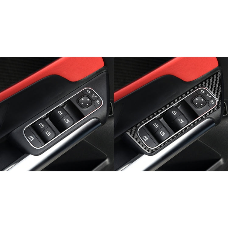 4 PCS / Set Carbon Fiber Car Glass Lift Switch Decorative Sticker for Mercedes-Benz B-Class 2019 / GLB 2020,Left Drive - Car Interior Mouldings by buy2fix | Online Shopping UK | buy2fix
