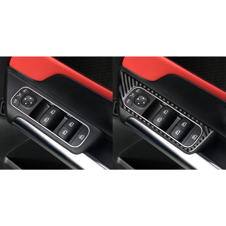 4 PCS / Set Carbon Fiber Car Glass Lift Switch Decorative Sticker for Mercedes-Benz B-Class 2019 / GLB 2020,Right Drive - Car Interior Mouldings by buy2fix | Online Shopping UK | buy2fix