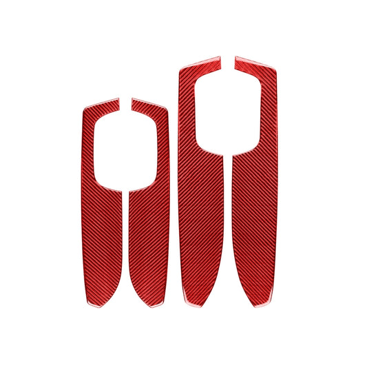4 PCS / Set Carbon Fiber Car Door Armrest Panel Decorative Sticker for Toyota Tundra 2014-2018,Left and Right Drive Universal (Red) - Car Interior Mouldings by buy2fix | Online Shopping UK | buy2fix