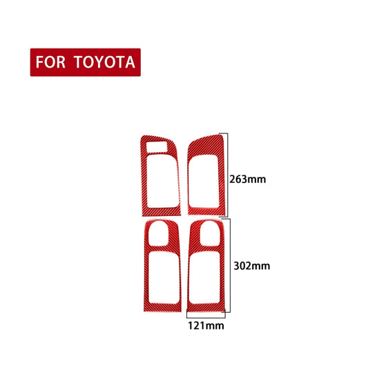 4 PCS / Set Carbon Fiber Car Door Inner Handle Decorative Sticker for Toyota Tundra 2014-2018,Left Drive (Red) by buy2fix