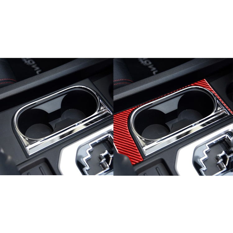Carbon Fiber Car Cup Holder Frame Decorative Sticker for Toyota Tundra 2014-2018,Right Drive (Red) by buy2fix
