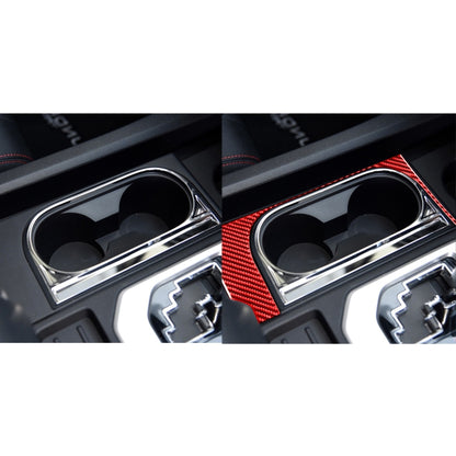 Carbon Fiber Car Cup Holder Frame Decorative Sticker for Toyota Tundra 2014-2018,Right Drive (Red) by buy2fix