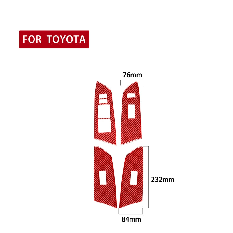 4 PCS / Set Carbon Fiber Car Glass Lift Switch Ring Decorative Sticker for Toyota Tundra 2014-2018,Left Drive (Red) - Car Interior Mouldings by buy2fix | Online Shopping UK | buy2fix