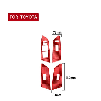 4 PCS / Set Carbon Fiber Car Glass Lift Switch Ring Decorative Sticker for Toyota Tundra 2014-2018,Left Drive (Red) - Car Interior Mouldings by buy2fix | Online Shopping UK | buy2fix