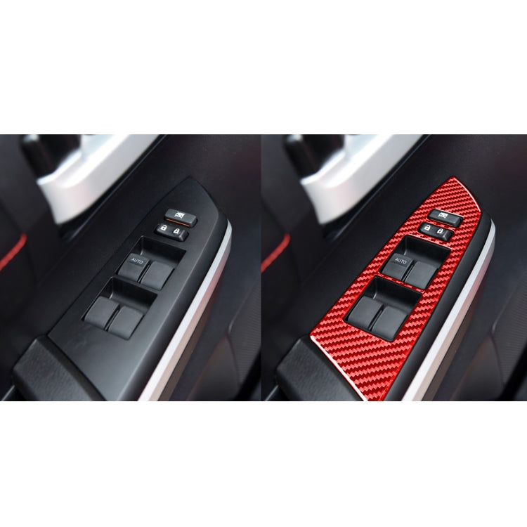 4 PCS / Set Carbon Fiber Car Glass Lift Switch Ring Decorative Sticker for Toyota Tundra 2014-2018,Left Drive (Red) - Car Interior Mouldings by buy2fix | Online Shopping UK | buy2fix