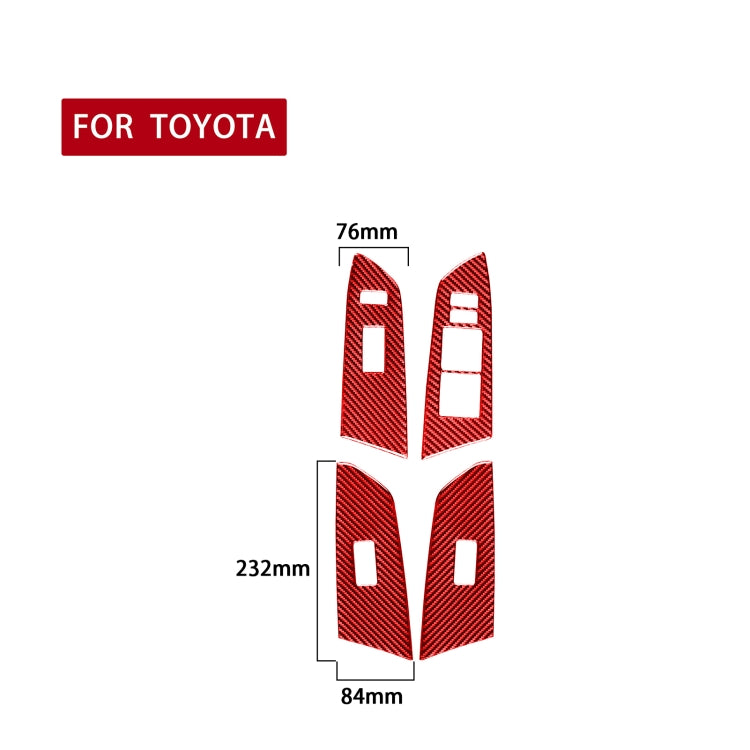 4 PCS / Set Carbon Fiber Car Glass Lift Switch Ring Decorative Sticker for Toyota Tundra 2014-2018,Right Drive (Red) - Car Interior Mouldings by buy2fix | Online Shopping UK | buy2fix