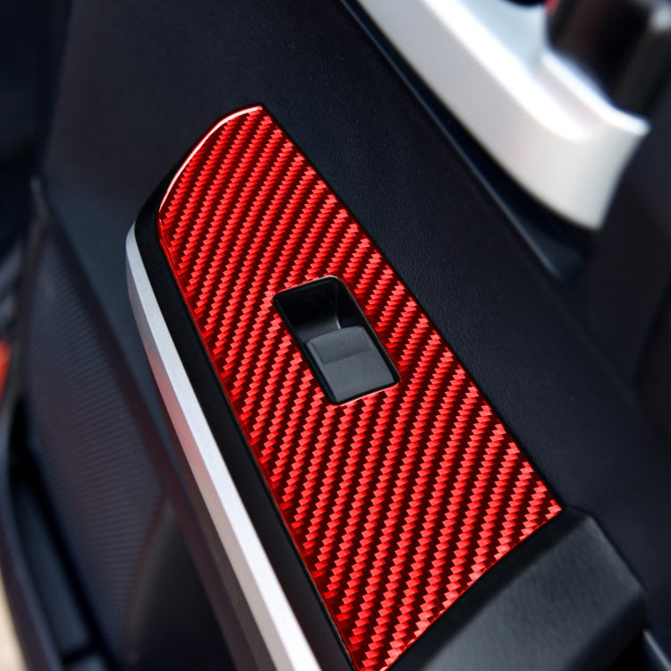 4 PCS / Set Carbon Fiber Car Glass Lift Switch Ring Decorative Sticker for Toyota Tundra 2014-2018,Right Drive (Red) - Car Interior Mouldings by buy2fix | Online Shopping UK | buy2fix