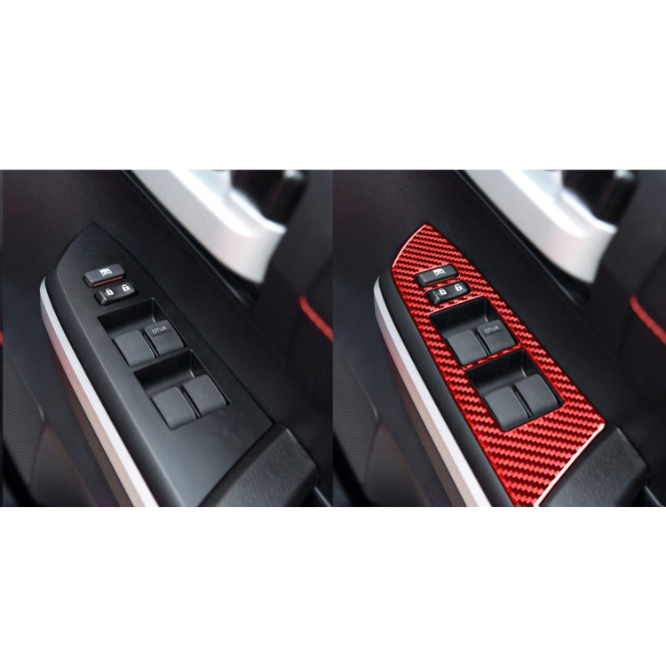 4 PCS / Set Carbon Fiber Car Glass Lift Switch Ring Decorative Sticker for Toyota Tundra 2014-2018,Right Drive (Red) - Car Interior Mouldings by buy2fix | Online Shopping UK | buy2fix
