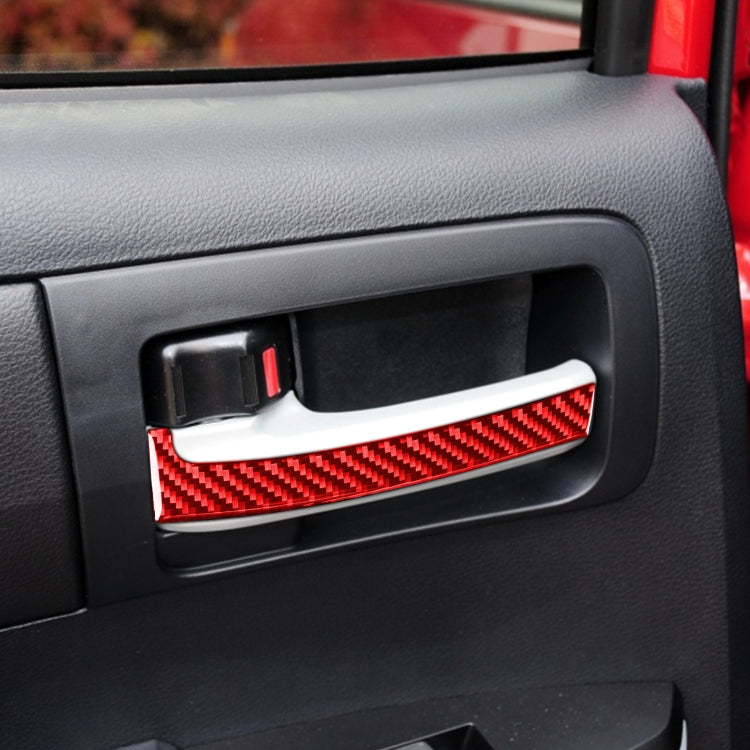 4 PCS / Set Carbon Fiber Car Inner Handle Decorative Sticker for Toyota Tundra 2014-2018,Left and Right Drive Universal(Red) by buy2fix