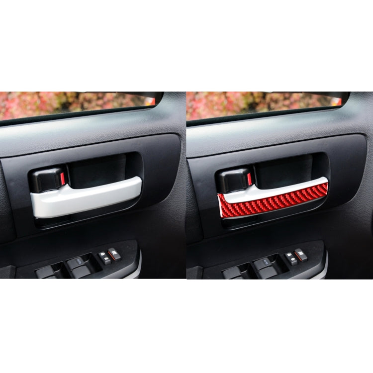 4 PCS / Set Carbon Fiber Car Inner Handle Decorative Sticker for Toyota Tundra 2014-2018,Left and Right Drive Universal(Red) by buy2fix