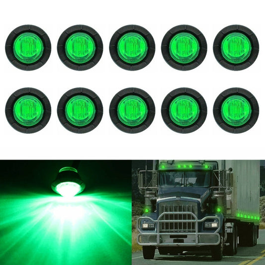 10 PCS MK-009 3/4 inch Car / Truck 3LEDs Side Marker Indicator Lights Bulb Lamp (Green Light) - Clearance Lights by buy2fix | Online Shopping UK | buy2fix