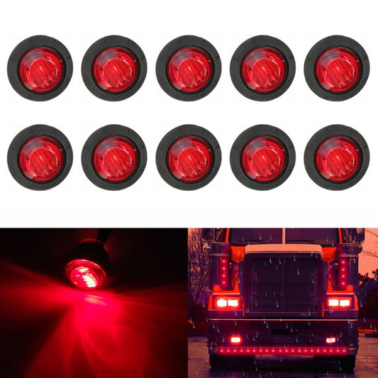 10 PCS MK-009 3/4 inch Car / Truck 3LEDs Side Marker Indicator Lights Bulb Lamp (Red Light) - Clearance Lights by buy2fix | Online Shopping UK | buy2fix