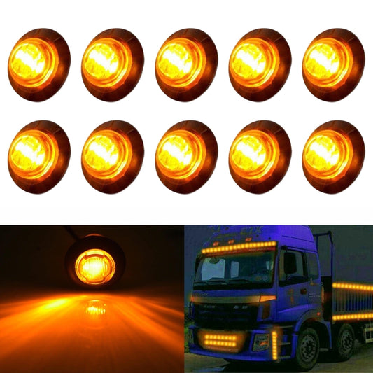 10 PCS MK-009 3/4 inch Car / Truck 3LEDs Side Marker Indicator Lights Bulb Lamp (Yellow Light) - Clearance Lights by buy2fix | Online Shopping UK | buy2fix
