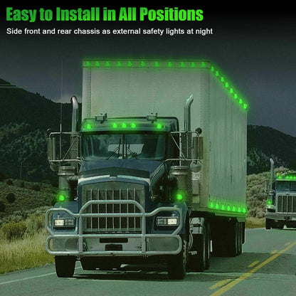 10 PCS MK-009 3/4 inch Car / Truck 3LEDs Side Marker Indicator Lights Bulb Lamp (Green Light) - Clearance Lights by buy2fix | Online Shopping UK | buy2fix