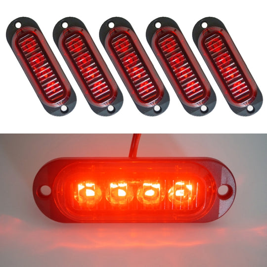 5 pièces MK-087 voiture/camion 4LEDs feux de position latéraux ampoule lampe (lumière rouge)