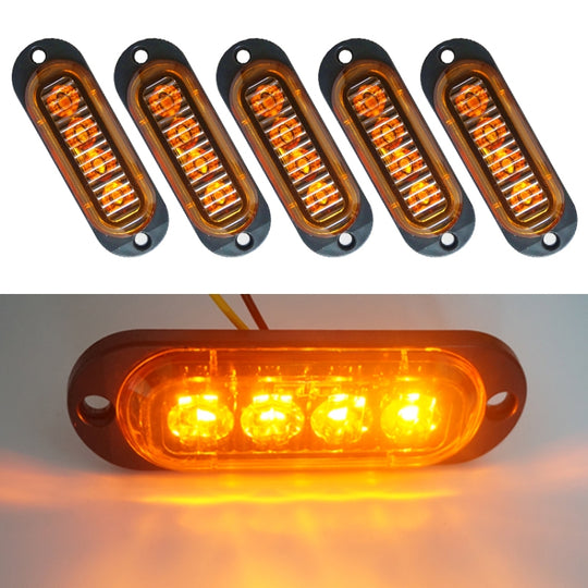 5 pièces MK-087 voiture/camion 4LEDs feux de position latéraux ampoule lampe (lumière jaune)