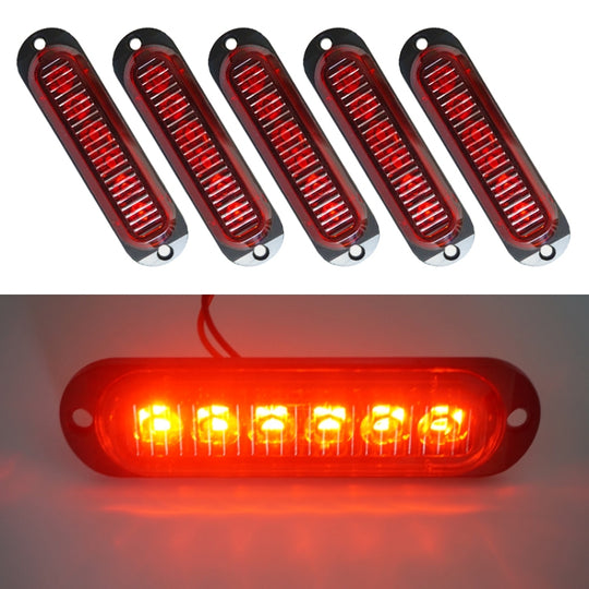 5 pièces MK-093 voiture/camion 6LEDs feux de position latéraux ampoule lampe (lumière rouge)