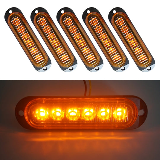 5 pièces MK-093 voiture/camion 6LEDs feux de position latéraux ampoule lampe (lumière jaune)