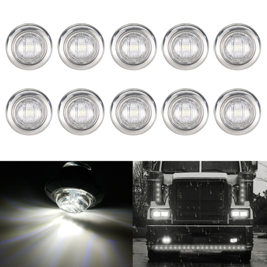 10 PCS MK-118 3/4 inch Metal Frame Car / Truck 3LEDs Side Marker Indicator Lights Bulb Lamp (White Light) - Clearance Lights by buy2fix | Online Shopping UK | buy2fix