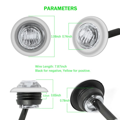 10 PCS MK-118 3/4 inch Metal Frame Car / Truck 3LEDs Side Marker Indicator Lights Bulb Lamp (White Light) - Clearance Lights by buy2fix | Online Shopping UK | buy2fix