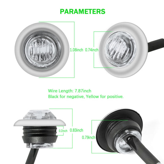 10 PCS MK-118 3/4 inch Metal Frame Car / Truck 3LEDs Side Marker Indicator Lights Bulb Lamp (White Light) - Clearance Lights by buy2fix | Online Shopping UK | buy2fix