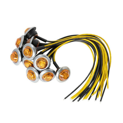10 PCS MK-118 3/4 inch Metal Frame Car / Truck 3LEDs Side Marker Indicator Lights Bulb Lamp (Yellow Light) - Clearance Lights by buy2fix | Online Shopping UK | buy2fix