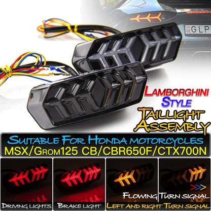 2 PCS KC670 Motorcycle Integrated Flashing Turn Signal Brake Tail Light for Honda MSX125 CBR650F CTX700(Transparent) - Signal Lights by buy2fix | Online Shopping UK | buy2fix