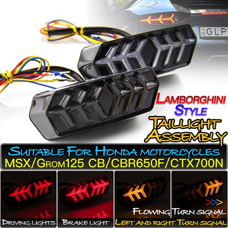 2 PCS KC670 Motorcycle Integrated Flashing Turn Signal Brake Tail Light for Honda MSX125 CBR650F CTX700(Transparent Black) - Signal Lights by buy2fix | Online Shopping UK | buy2fix