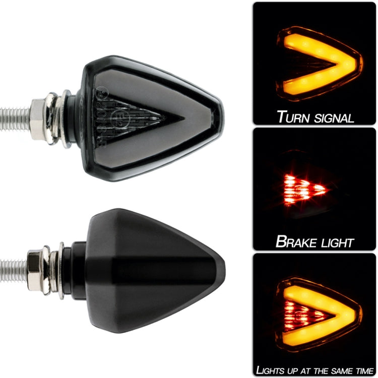 2 PCS KC018A Motorcycle Triangular V-shaped Two-color LED Brake Turn Signal Light - Turn Signal by buy2fix | Online Shopping UK | buy2fix