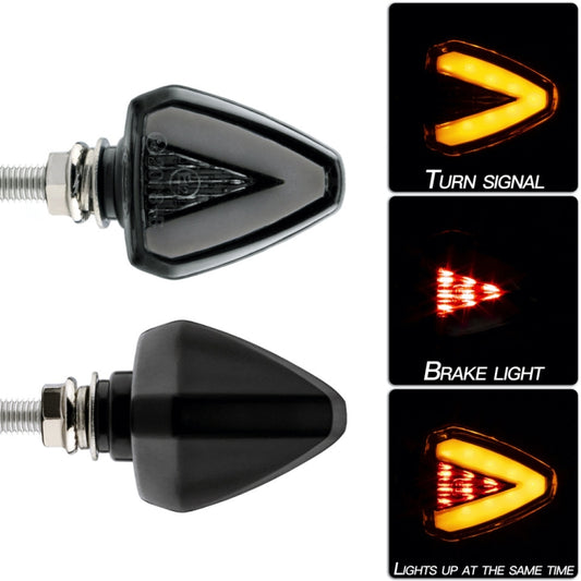 2 PCS KC018A Motorcycle Triangular V-shaped Two-color LED Brake Turn Signal Light - Turn Signal by buy2fix | Online Shopping UK | buy2fix