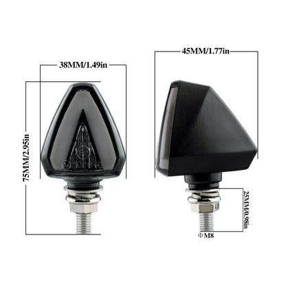 2 PCS KC018A Motorcycle Triangular V-shaped Two-color LED Brake Turn Signal Light - Turn Signal by buy2fix | Online Shopping UK | buy2fix