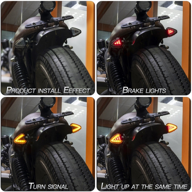 2 PCS KC018A Motorcycle Triangular V-shaped Two-color LED Brake Turn Signal Light - Turn Signal by buy2fix | Online Shopping UK | buy2fix