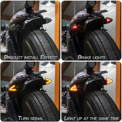 2 PCS KC018A Motorcycle Triangular V-shaped Two-color LED Brake Turn Signal Light - Turn Signal by buy2fix | Online Shopping UK | buy2fix