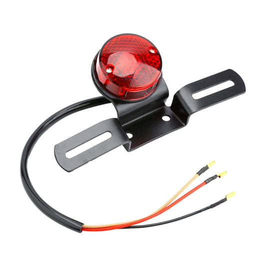 2 PCS Motorcycle Retro Round Brake Light with License Plate Holder - Signal Lights by buy2fix | Online Shopping UK | buy2fix