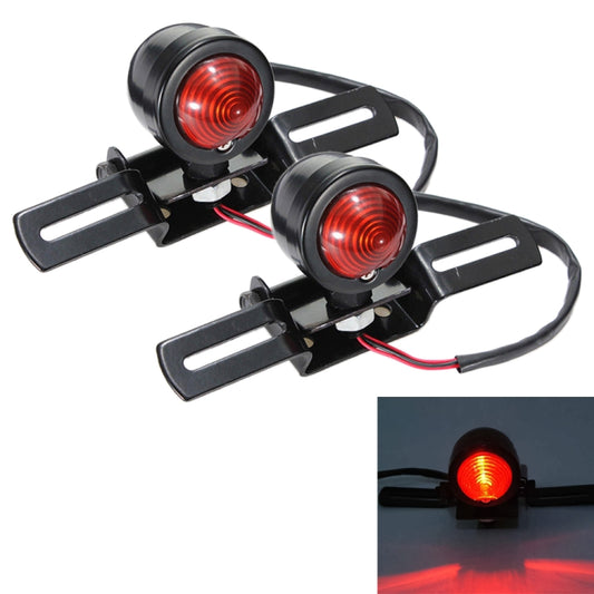 2 PCS KC-WD-FGZXD Motorcycle Retro Round Brake Light with License Plate Holder - Signal Lights by buy2fix | Online Shopping UK | buy2fix