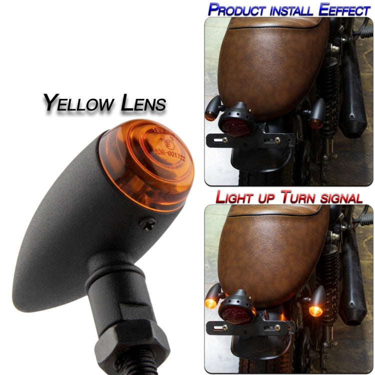 2 PCS KC805 Motorcycle Retro Metal Turn Signal Light (Yellow) - Turn Signal by buy2fix | Online Shopping UK | buy2fix