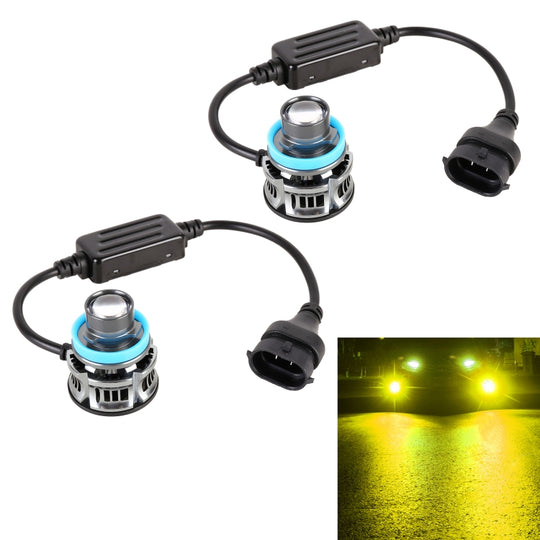 1 Pair H11 27W / DC12V Car Aluminum Alloy LED Headlight (Gold Light)