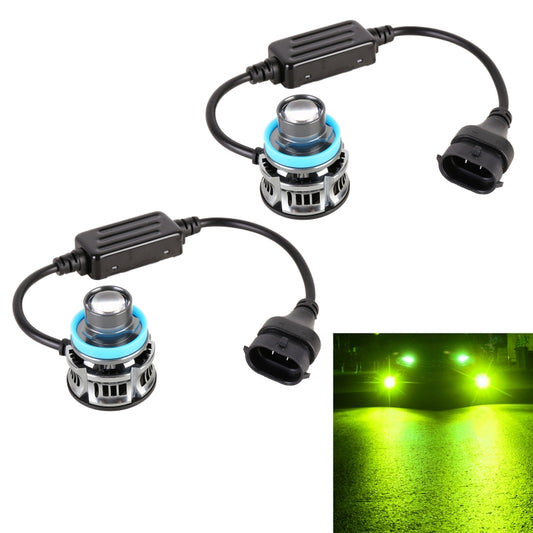 1 Pair H11 27W / DC12V Car Aluminum Alloy Flashing LED Headlight (Lime Green) - LED Headlamps by buy2fix | Online Shopping UK | buy2fix