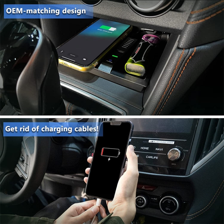 Car Qi Standard Wireless Charger 15W Quick Charging for Subaru XV 2018-2021, Left Driving - Wireless Charging Pads by buy2fix | Online Shopping UK | buy2fix