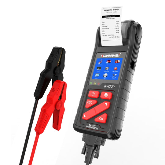 KONNWEI KW720 Auto 3,2 Zoll 6V-24V Blei-Säure-Batterietester mit Drucker