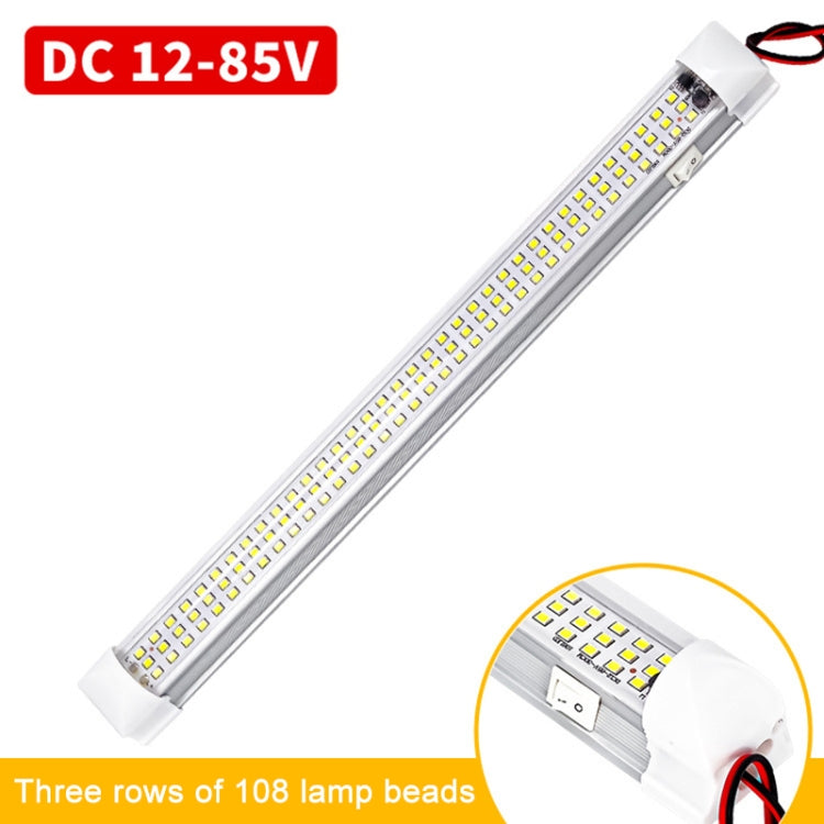 2 PCS ZS-3333 Side Switch Type 12-80V High Bright 108LEDs Car Dome Light Cabin Light Bar - Dome Lights by buy2fix | Online Shopping UK | buy2fix