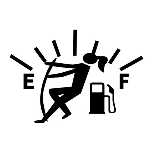 Female Pull Fuel Tank Pointer To Full Hellaflush Reflective Vinyl Car Sticker (Black)