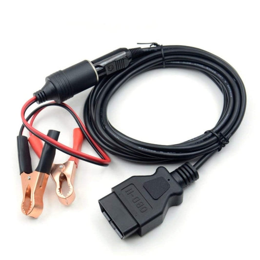 OBD II Car ECU Emergency Power Supply Cable Memory Saver with Alligator Clip-On Cigarette Lighter Power Socket - Booster Cable & Clip by buy2fix | Online Shopping UK | buy2fix