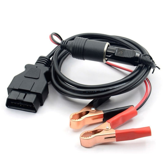 OBD II Car ECU Emergency Power Supply Cable Memory Saver with Alligator Clip-On Cigarette Lighter Power Socket - Booster Cable & Clip by buy2fix | Online Shopping UK | buy2fix