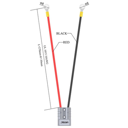 50A 600V Battery Charger Battery Quick Disconnect Plug Trailer Winch Plug with 1FT Cable (Turn O Connector) - DIY Cables by buy2fix | Online Shopping UK | buy2fix